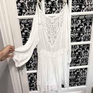White boho lacey tunic dress